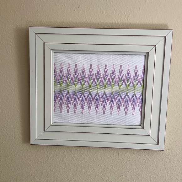 Hand Crafted Other - Hand Crafted Lavender and Green Smocked Textile Wall Art
